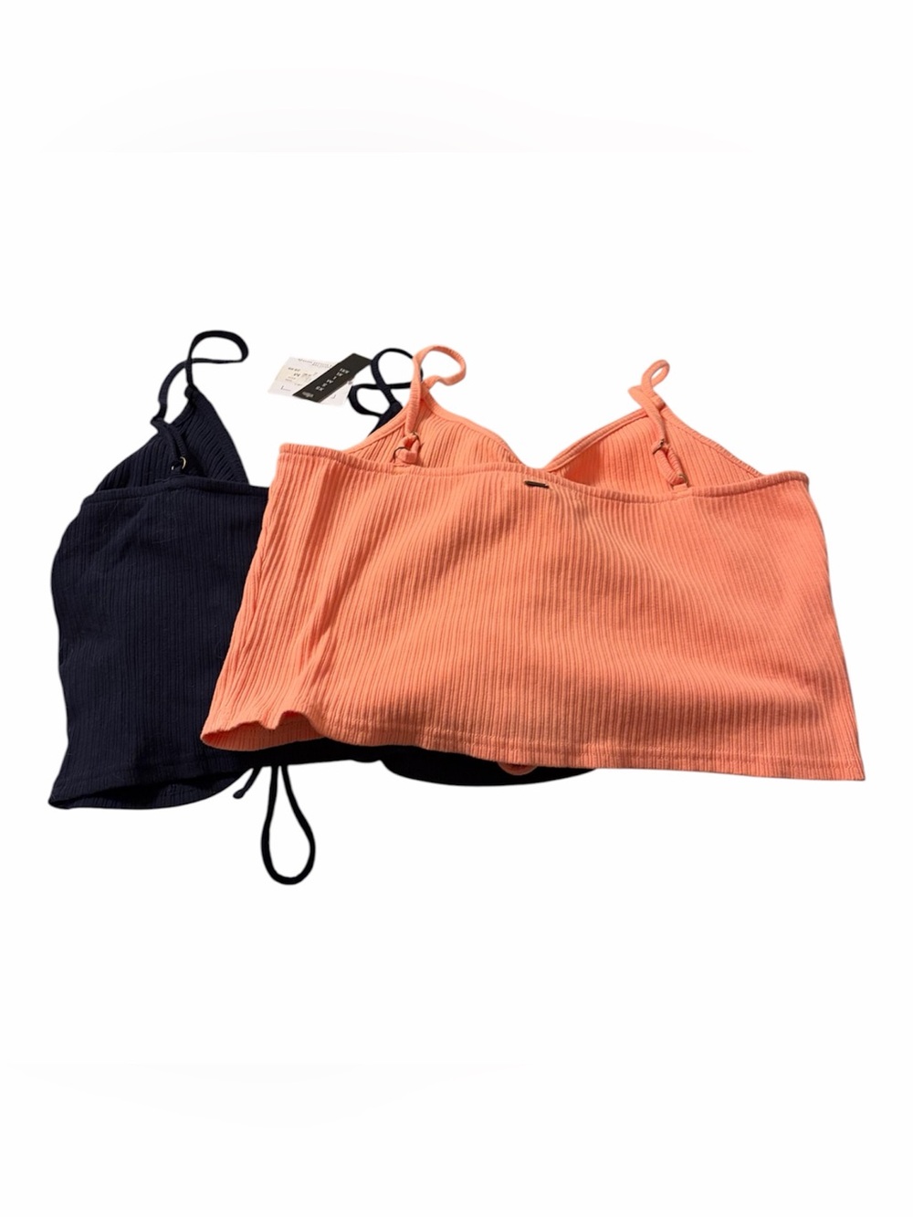 O’Neill Cropped Tank Top Bundle Medium Navy & Coral Adjustable Straps - Picture 2 of 2
